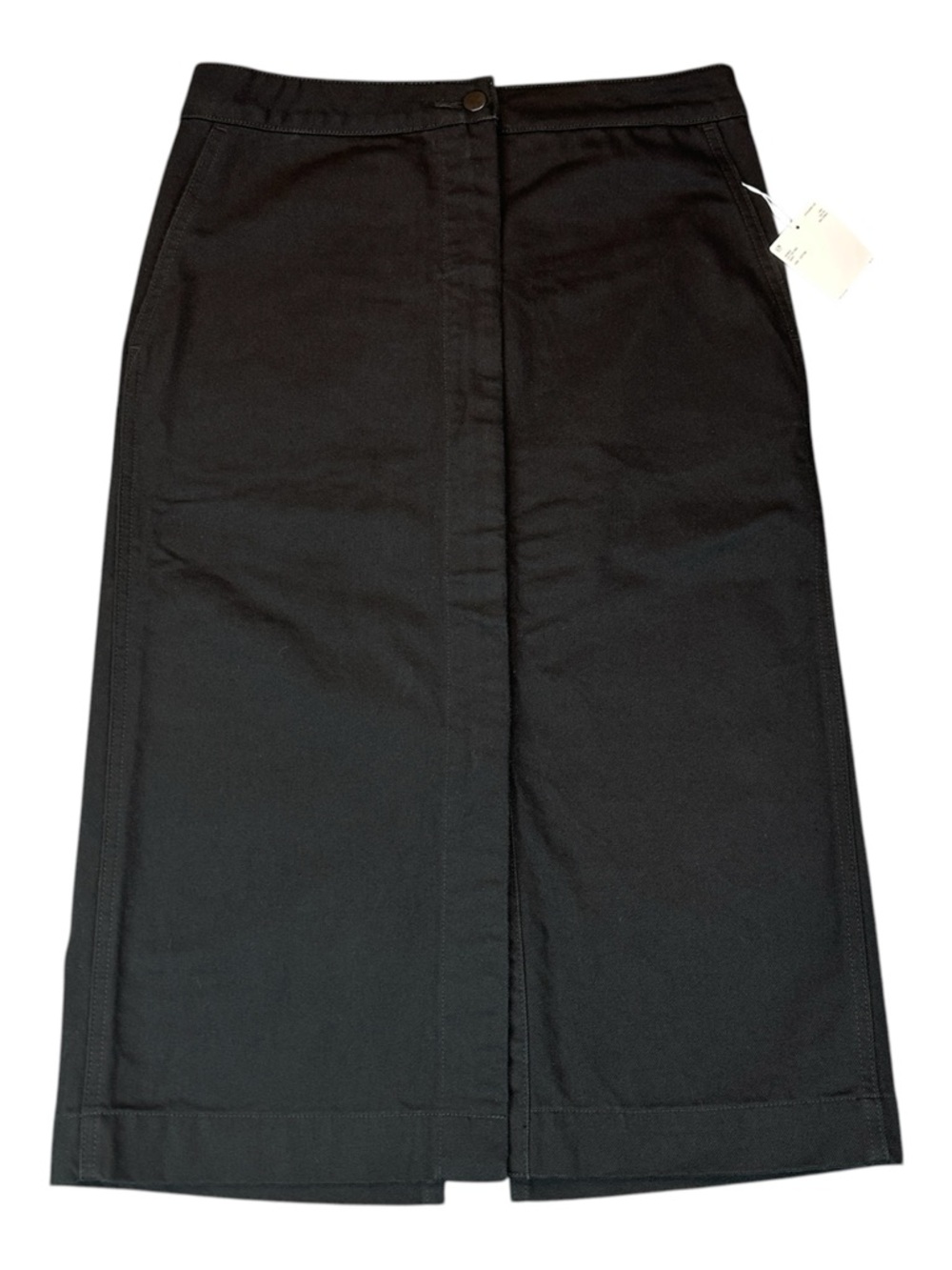 Uniqlo U Black Denim Midi Skirt Women’s 6 Full Zip Minimalist 410752 NWT